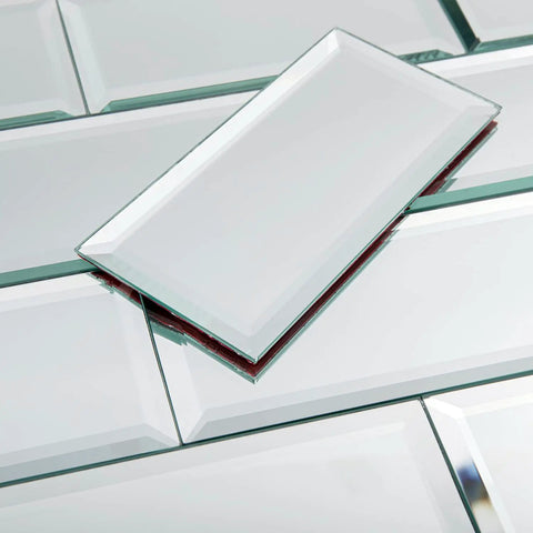 Mirror Peel And Stick Subway Tile Beveled Glass Backsplash For Kitchen And Bathroom Wall 3x6 Inch Self Adhesive 40 Sheets 5 Sq Ft
