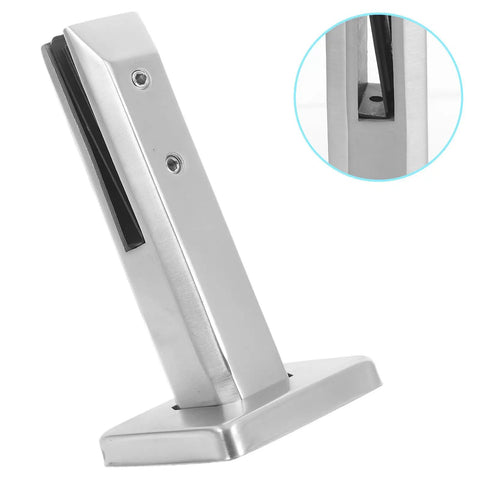 Adjustable Glass Clamp Bracket For Stainless Steel Shelf Holder Railing with silver finish detail view