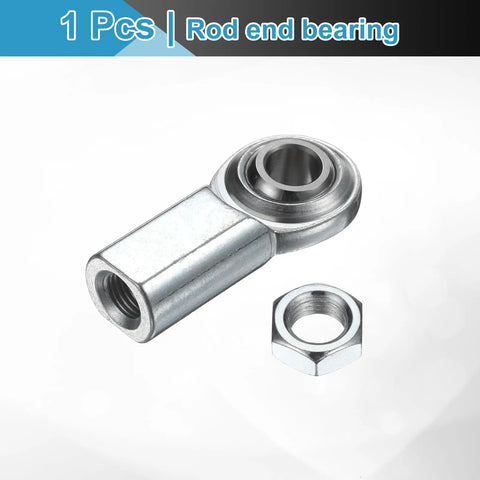 Heavy Duty Rod End Bearing With 3/8 Inch Bore And 3/8-24 UNF Right Hand Female Thread, 1045 Steel Housing And Hardened Ball Joint, Includes Jam Nut For Smooth Motion, High Wear Resistance, And Precise Articulation In Mechanical Linkages.