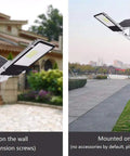 JUDYSSY 30W Solar Street Light mounted on a wall and pole, showcasing installation options for outdoor use.