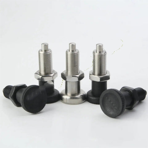 Dead On Accurate Rock Solid Grip Slick Stainless M10 To M20 Spring Loaded Indexing Plunger With Locking Nut For Jigs Fixtures Woodworking And Machine Shops - set of five indexing plungers