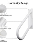 18 Inch Tough As Nails Metal Outdoor Handrail U Shaped White Powder Coated Wall Mount Stair Railing With Non Slip Grip Solid Frame Built Different For Patio Deck Steps close-up view showing ergonomic design and welded structure.