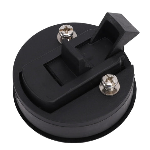 Round flush-mount boat hatch latch with pull lock and two keys, black plastic housing