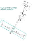 CK100-S Steering Wheel Linkage Rod With Heim Joints For Go Kart Replacement Part That Fits CK100-S SK100 HS100GK 98cc 3.0HP P401001641100000 Durable Performance Upgrade exploded steering linkage diagram with rod, joints, and bolts