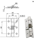 Automatic Spring Hinge Hardware With Fast Resetting Mechanism Smooth Self Closing Design specifications diagram and dimensions.
