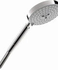 Raindance 5 Inch Handheld Shower Head With Easy Install Chrome Finish, 3 Modes RainAir BalanceAir Whirl, 2.5 GPM, side view