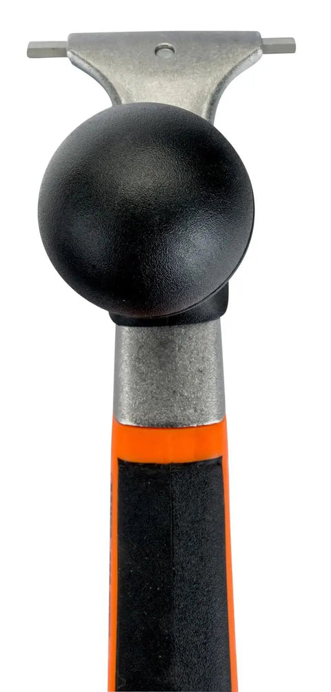 Heavy Duty Carbide Blade Scraper With 2.5 Inch Wide Blade, Ergonomic Handle, close-up of scraper head and grip area