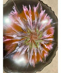 Floral Resin Lazy Susan 13-Inch Handcrafted Rotating Serving Tray with pink and orange floral design for kitchen and dining use