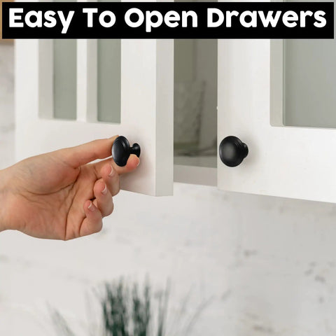 Hand opening cabinet with 100 Count Matte Black Round Cabinet Knobs 1.18 Inch Drawer Knobs For Dresser Drawers Cabinet Doors
