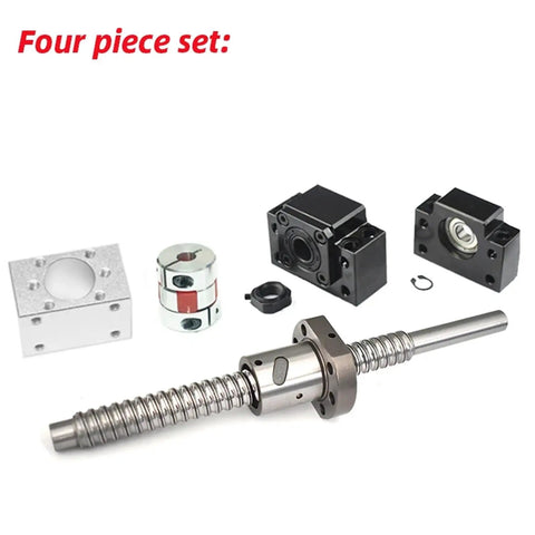 SFU1204 Ballscrew Set 300-1000mm With Flange, Single Ball Nut End Machined, BK BF10 End Supports, Ball Nut Housing, And Coupler