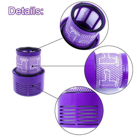 Upgraded Version 3 Pack Pro Grade HEPA Replacement V10 Filters with purple mesh design and detailed inserts visible