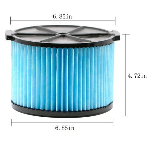 Replacement Filter For 3 To 4 And A Half Gallon Wet Dry Vacuums 3 Layer Pleated Design with dimensions in inches