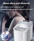 Smooth Operator Countertop Ice Maker Chills Out 33 Pounds Daily Of Snap Frozen Bullet Ice Ready In Eight Minutes With Simple One Button Push And Sharp Black Shell Made For Home Bars Or Weekend Kickbacks, showing quiet operation 38 dB.
