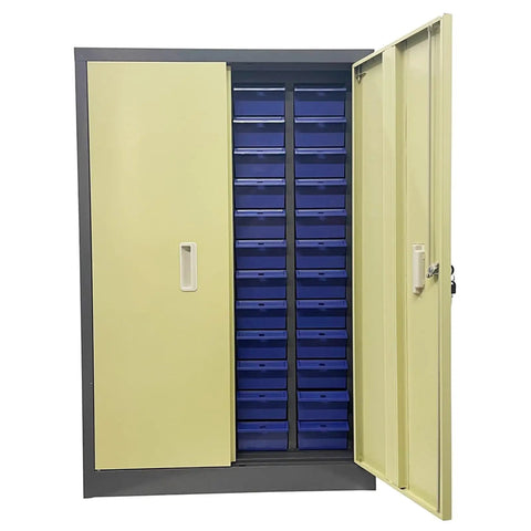 Front view of the Beefy Built Tough Heavy Duty Steel Garage Storage Cabinet With 48 Drawers For Hardware Organizer