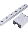 300mm Linear Motion Rail With External Biaxial Guide Block For Precise Robotic Arms And Precision Equipment, Smooth Low Friction Sliding, Easy Mounting Holes, Durable Metal Rail System, silver rail and guide block