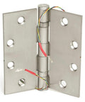 Rock Solid Electrified Door Hinge With 180 Degree Rotation showing solid brass construction and electrical wiring for access control.