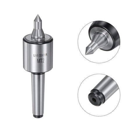 MT2 Live Center For CNC Lathe Built To Last, Morse Taper Precision Mid Duty Rotary Tool with 42CrMo Tip and 40Cr Body, side view.
