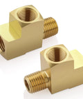 2 Pack Brass Tee Fittings Quarter Inch NPT Female To Quarter Inch NPT Male To Quarter Inch NPT Female Street Tee 3 Way Pipe Joiner