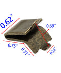 Built Tough Adjustable Steel Pilaster Shelf Clip Brackets With Dead Simple Slide Mount And Smooth Galvanized Coating For Any Standard Wood Or Metal Shelving Rack System Bronze Pack Of Fourteen close-up view of dimensions, showing 0.62 inch thickness.