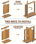 Installation methods for Rock Solid Heavy Duty Pivot Hinge Set For Secret Doors And Hidden Compartments, showing side and center use.