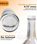Go To 12 Pack Clear Glass Bottles With No Sweat White Screw Caps Ideal For Bottling DIY Wine Craft Liquor Small Batch Beer Plus Zesty Smoothies Anytime You Want To Save Money, showing screw top and flat bottom. 