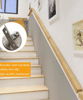Quality Natural Wood Staircase Handrail Featuring Hella Secure Non Slip Grip Heavy Duty Wall Mount Railing Built For Indoor Outdoor Deck And Garden Quick Diy Install Kit on stylish indoor staircase.