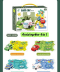 4 In 1 Puzzle Racer Car Track Set For Kids box with four theme raceway playsets and toy cars, educational toy for preschoolers