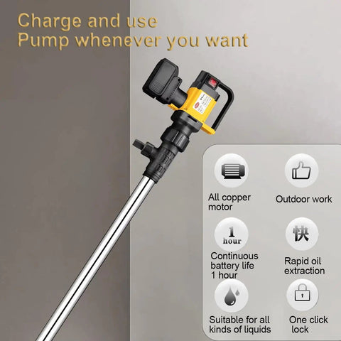 Electric Barrel Pump 1000W Cordless Drum Pump With 3 Speed Adjustable Flow For Diesel Kerosene And Other Liquids Handheld Design For Easy Use Great For Home Garage Or Job Site Projects