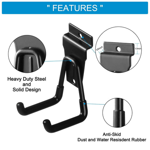 12 Pack Heavy Duty Slatwall Hooks For Garage Organization Must Have U Hooks Cushioned Rubber Coated Anti Slip Durable
