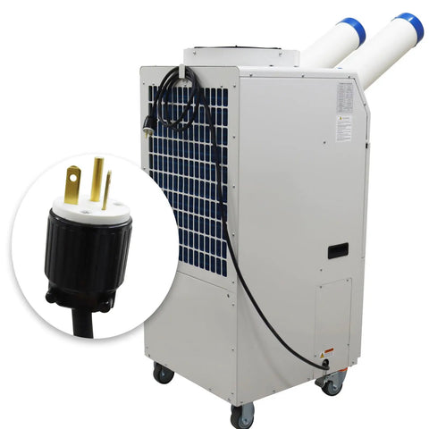 Top Shelf Portable Air Conditioner With 18700 Btu H Commercial Spot Cooler and 14L Water Tank showing back view and power cord.