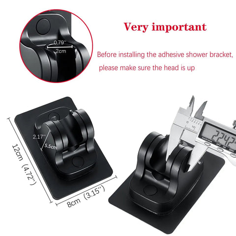 Heavy Duty Wall Mount Shower Head Holder With Strong Adhesive Waterproof Bracket For RVs And Home Bathrooms with dimensions