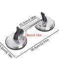Heavy Duty Glass Suction Cup With Stainless Steel Handle For Lifting Heavy Tiles Smooth Panels And Glass, showing measurements and design details.