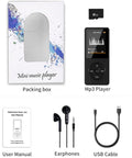 Pocket Size 32GB Bluetooth MP3 Player With Dope HiFi Sound displayed with box, 32GB microSD, manual, earphones, USB cable