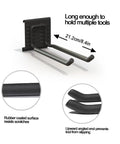 Adjustable hook for Top Shelf Heavy Duty Metal Garage Wall Mount Tool Organizer with rubber coated surface for tool support.