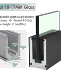 Tough As Nails Deck Railing Glass Spigot Clamp With Side Mount Bracket, designed for 10-17mm glass thickness with dimensions shown.