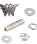 Butterfly Shape License Plate Screws Kit With Two Screw Sizes For Cars And Motorcycles, Titanium Aluminum Finish components