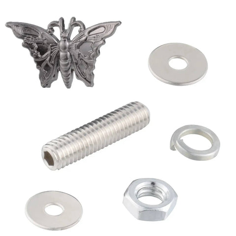 Butterfly Shape License Plate Screws Kit With Two Screw Sizes For Cars And Motorcycles, Titanium Aluminum Finish components
