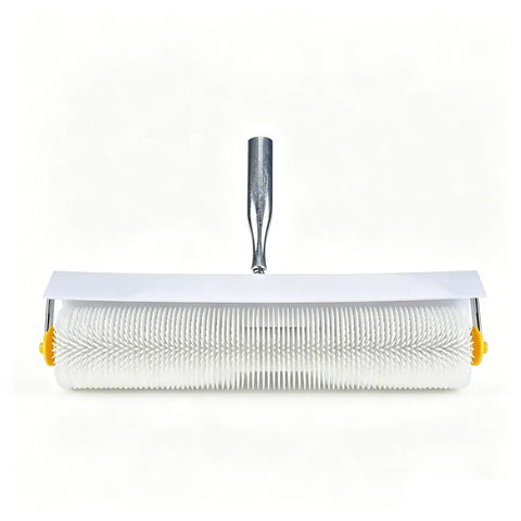 Spiked Screeding Compound Roller 19x1 Inch For Self Leveling Floors, close-up showing spikes and splash protection