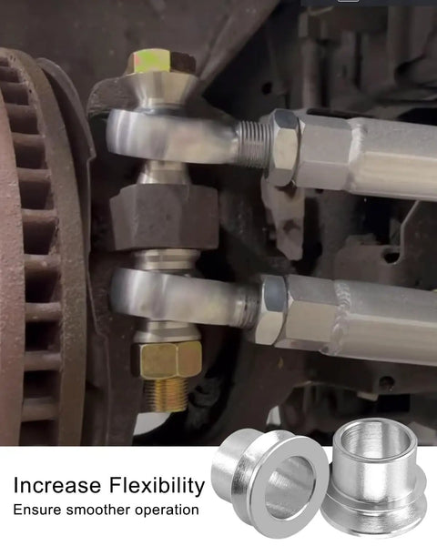 Five Eighths To One Half Inch High Misalignment Spacer Heims Adapter For Rod End To Rod End Linkages, Standard Ball Width, Heavy Duty Automotive And Off Road Suspension Connection installed on steering linkage