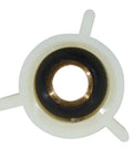 Four Pack PEX Fittings With Brass Swivel Adapters One Half Inch Female NPT Thread Crimp Fittings For PEX Tubing And RV Faucets DIY Friendly Install Works With Clamp Rings Or Copper Crimp Rings No Tools Needed. Brass 1/2 in PEX swivel adapter close-up