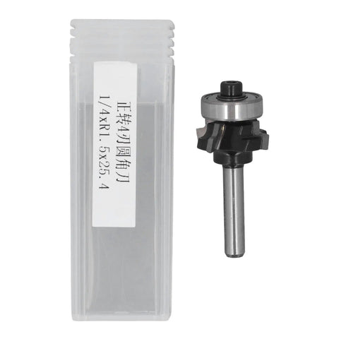 Cool Keenso 4 Flute Solid Carbide Roundover Router Bit with protective case for wood edging and trimming projects.