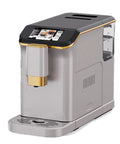 Fully Automatic Espresso Machine With Integrated Conical Burr Grinder And One Touch Milk Frother sleek gray design with touch screen.
