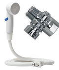 Snap N Spray Quick Connect Detachable Shower Hose With On Off Sprayer 6 Foot Flexible Hose for easy install shown coiled with chrome connector