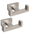 Double Towel Hook Set In Brushed Nickel Built Tough SUS304 Stainless Steel Wall Mounted Coat Hanger Rustproof Bathroom 2 Pack