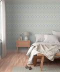 Straight Up Heavy Duty Ikat Stripes Wallpaper With Faux Pvc Free Matte Linen Texture in a cozy bedroom setting.