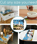 Coastal Beach Vibe Washer And Dryer Dust Covers 2 Pack 23.6x23.6 Inch Top Protector Pads with lighthouse and seagull pattern in use