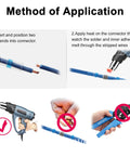Method of Application for Heavy Duty Waterproof Heat Shrink Wire Connectors Kit 120 Pcs with heat gun and connector setup.
