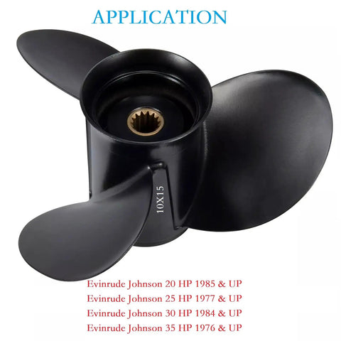 Outboard Propeller 3 Blade Aluminum 10X15 Pitch Right Hand Rotation For 20 25 30 35 HP Boats Fits OMC Johnson Evinrude 14 Spline