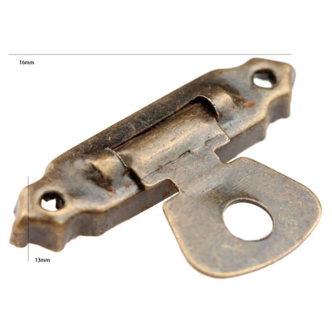 Antique Bronze Latch Lock Set For Cabinets And Furniture With Toggle Hasp Hinge Hardware Jewelry Box Lock with dimensions shown
