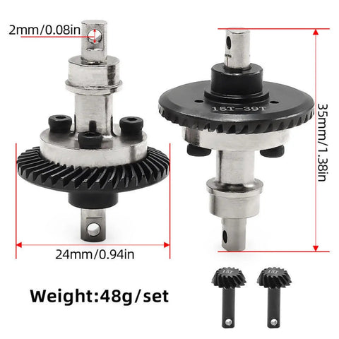 One Sixteenth Summit E Revo VXL Differential Gear Front And Rear Hardened Steel Helical Gears Kit with Size Dimensions
